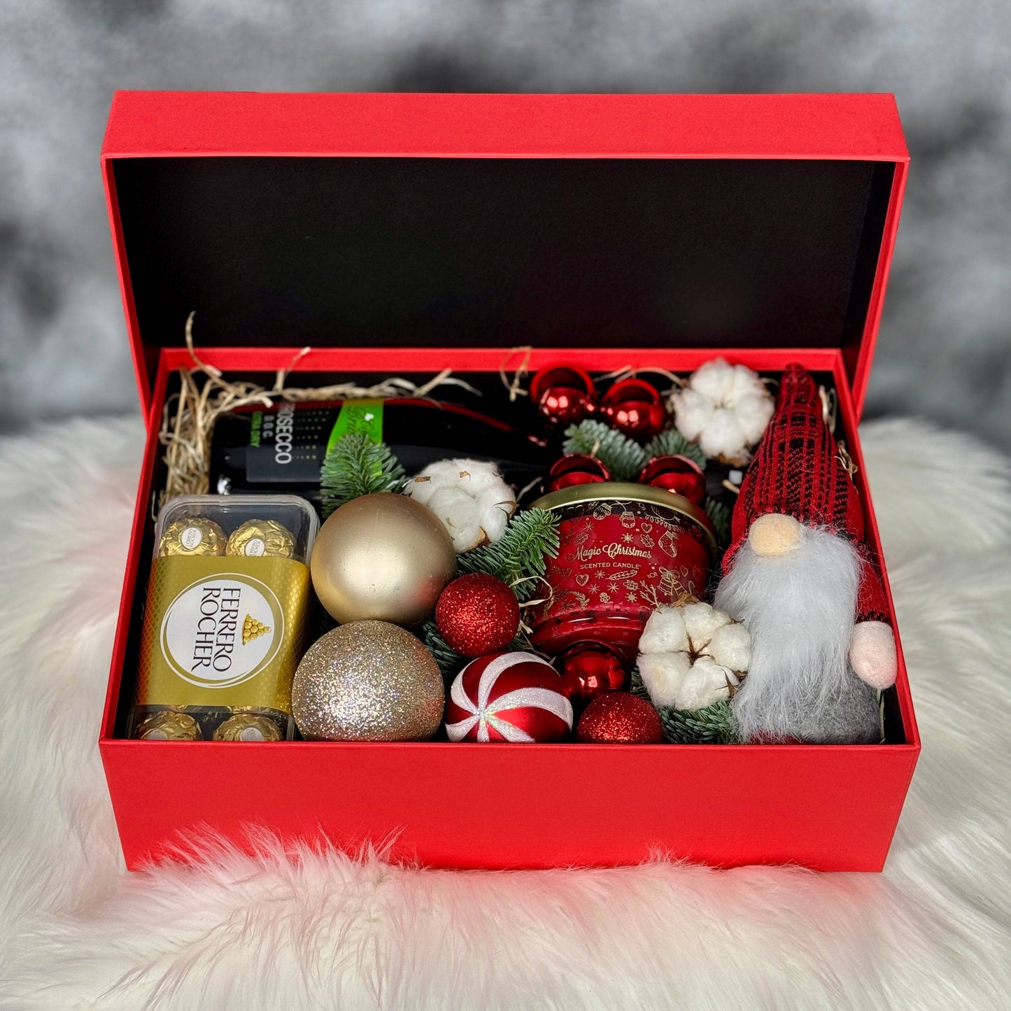 Cutie cadou Crăciun prosecco și delicii – Magic Christmas Gift Box, livrare Cluj