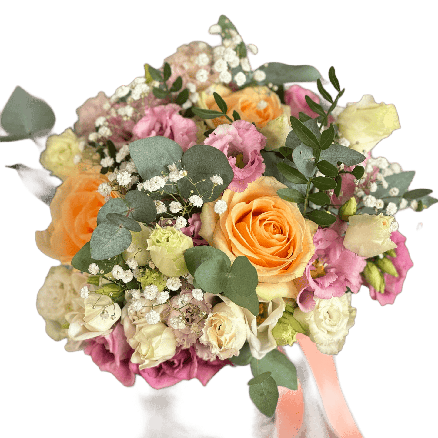 Buchet de mireasă rotund elegant – flori simetrice, livrare Cluj