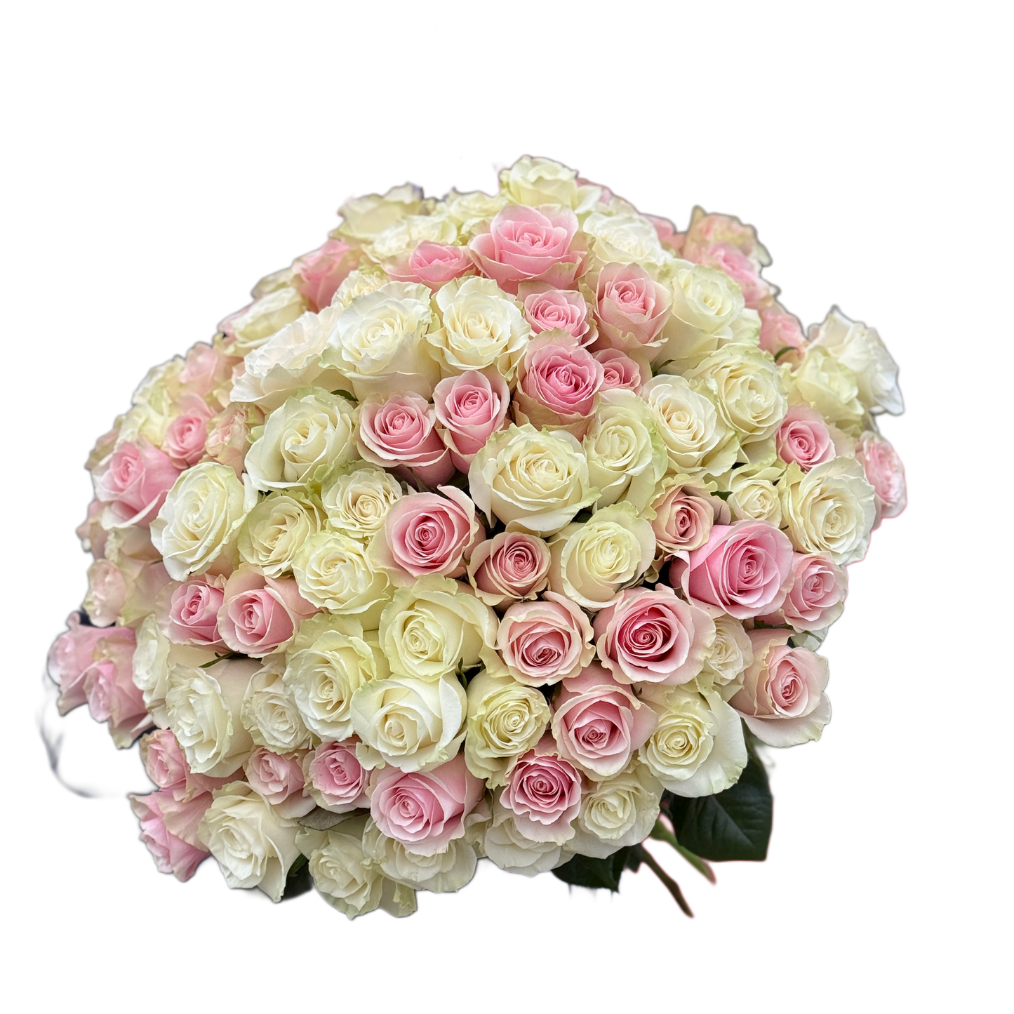 Buchet cu 101 trandafiri roz și albi – Mister Flower