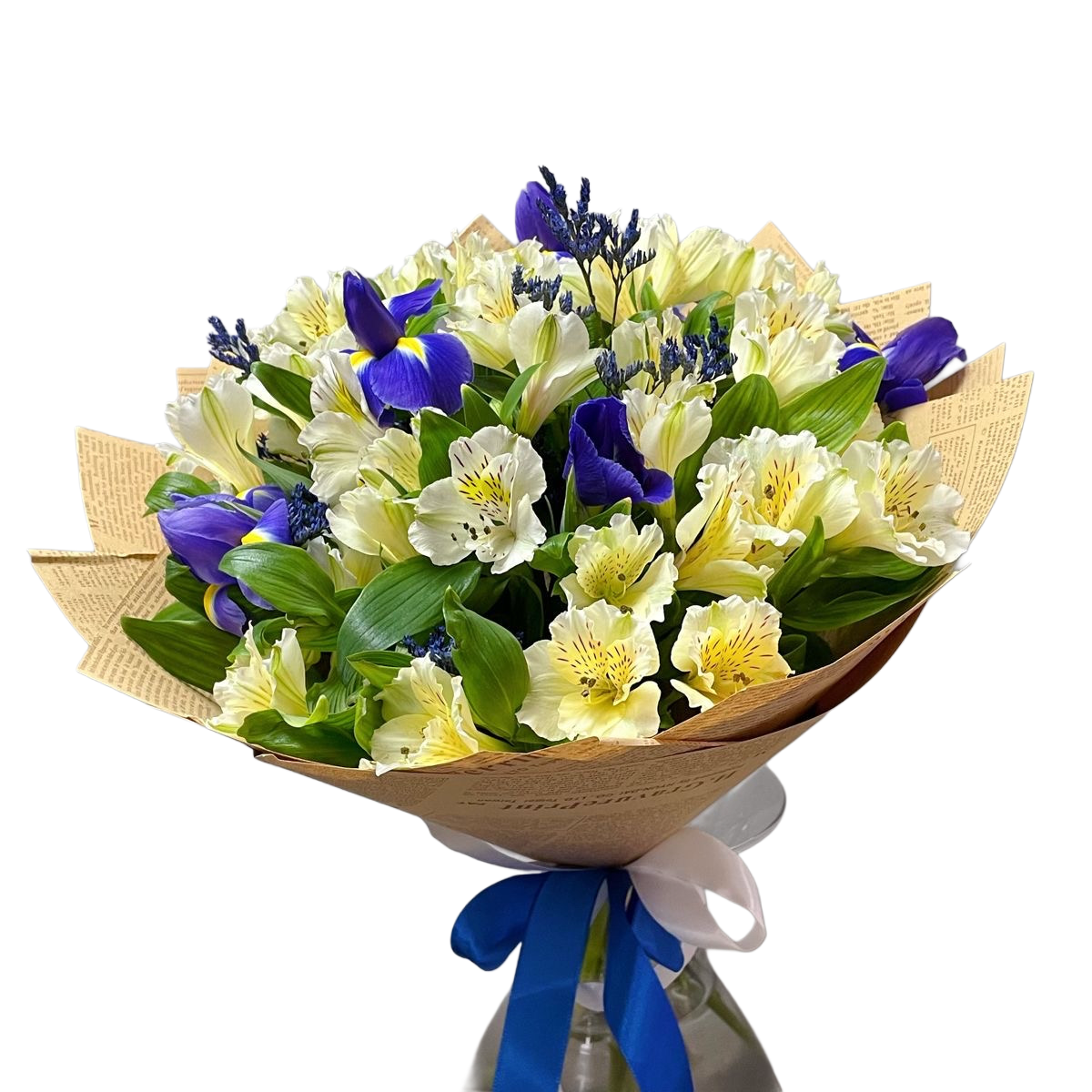 Buchet cu iris și alstroemeria proaspăt și elegant – livrare Cluj și Florești