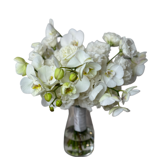 Buchet de mireasă cu orhidee albe și flori delicate – Florăria Mister Flower Florești Cluj
