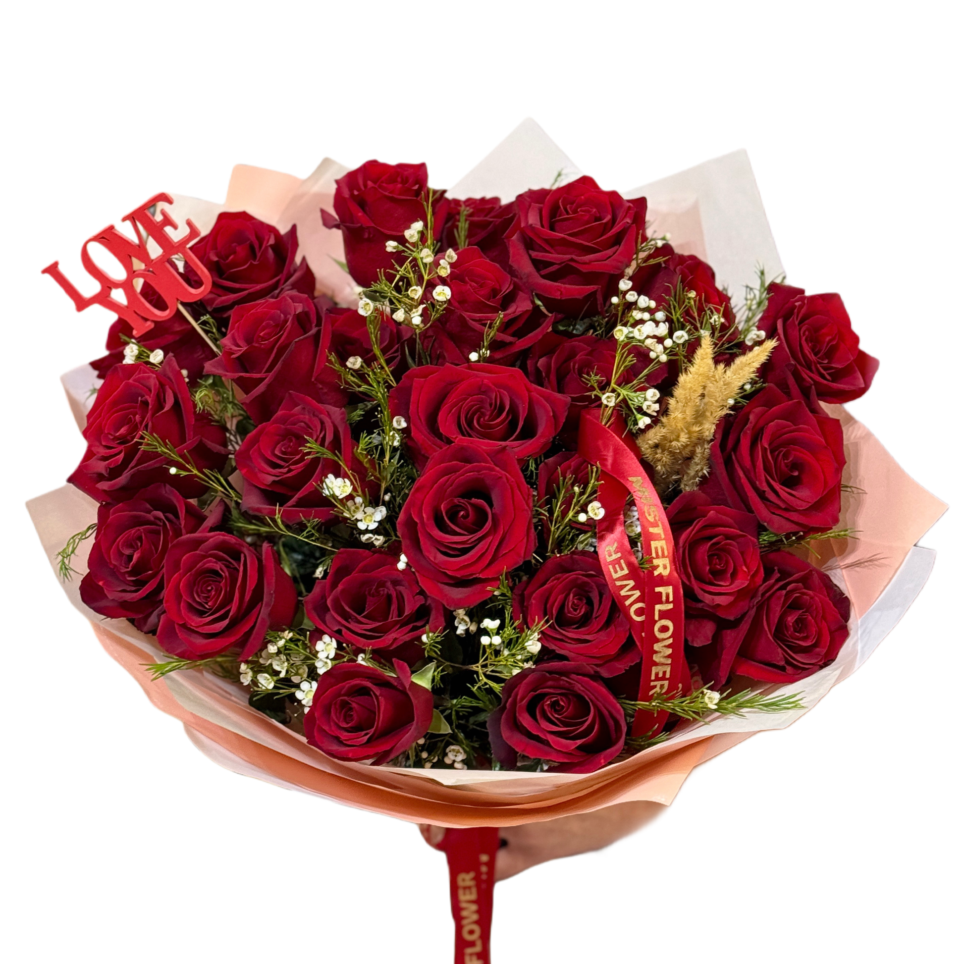 Buchet romantic cu trandafiri roșii – Mister Flower