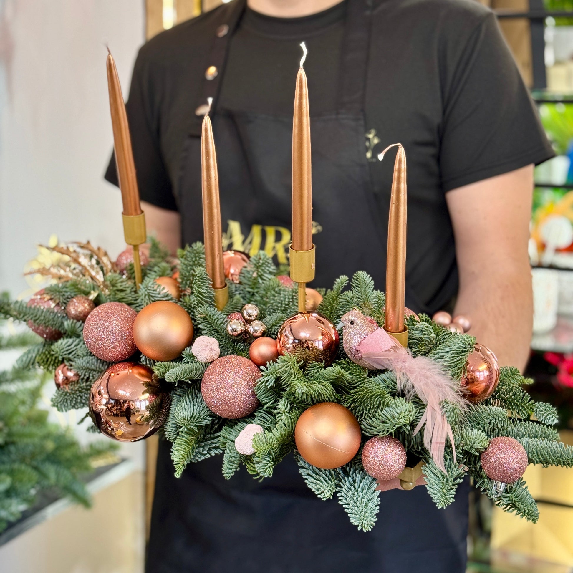 Centru de masă festiv rose gold – Mister Flower