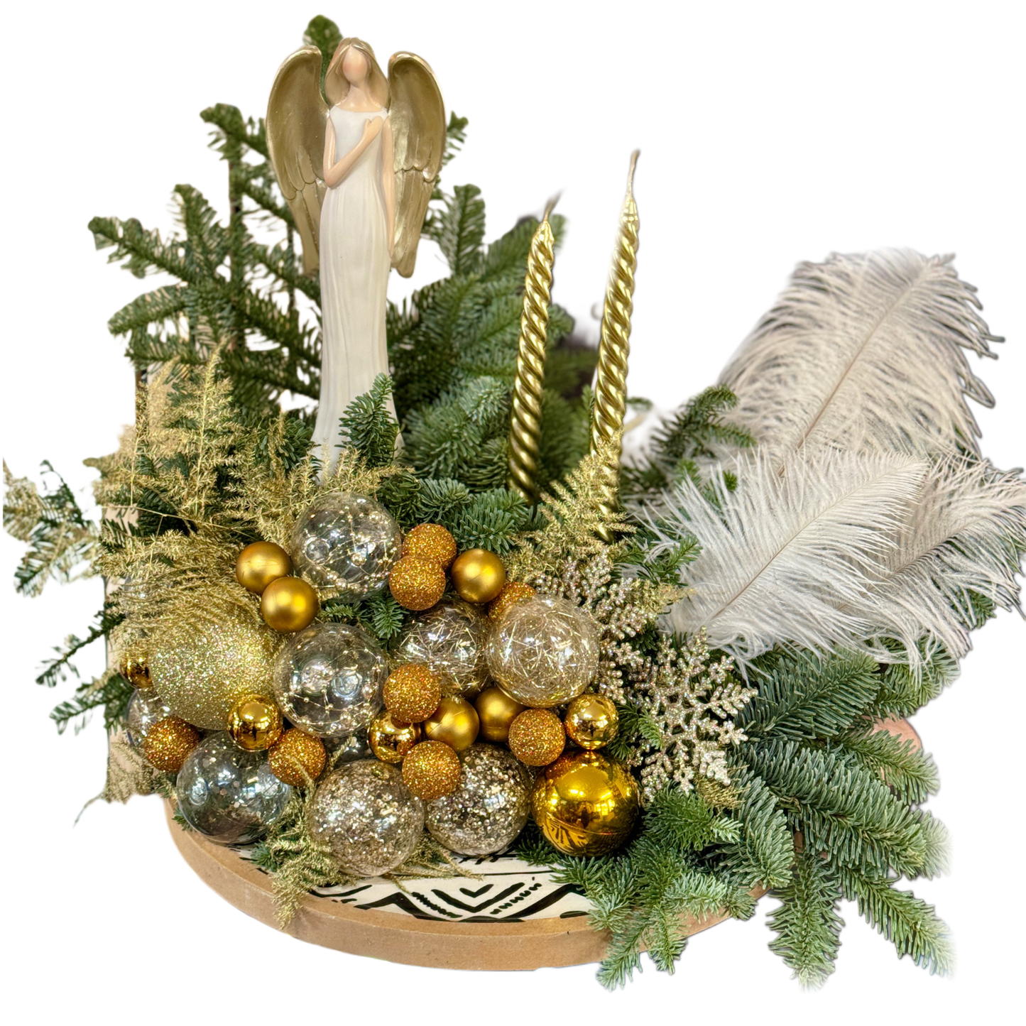 Golden Angel Light – aranjament de Crăciun cu înger și lumânări aurii