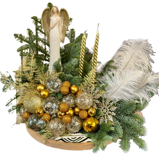 Golden Angel Light – aranjament de Crăciun cu înger și lumânări aurii