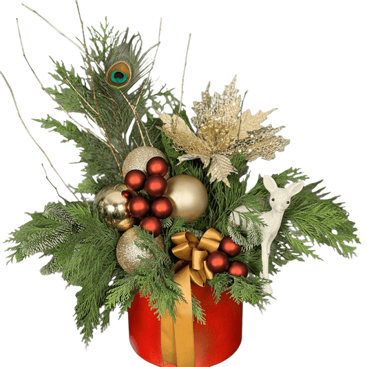 Aranjament floral auriu de Crăciun – Eleganță Aurie, livrare Cluj