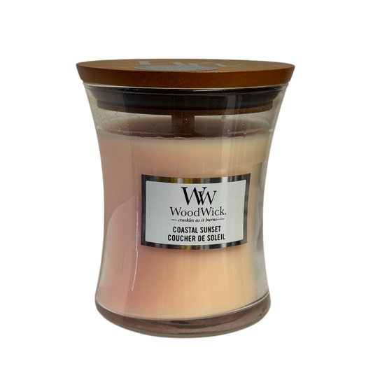 Lumânare parfumată WoodWick Coastal Sunset cu fitil din lemn – Florăria Mister Flower Florești Cluj