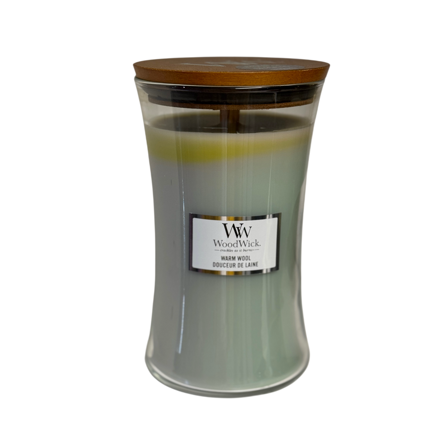 Lumânare parfumată WoodWick Warm Wool cu fitil din lemn – Florăria Mister Flower Florești Cluj